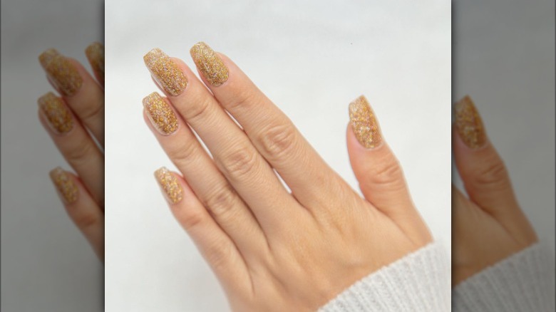 glittery gold nails