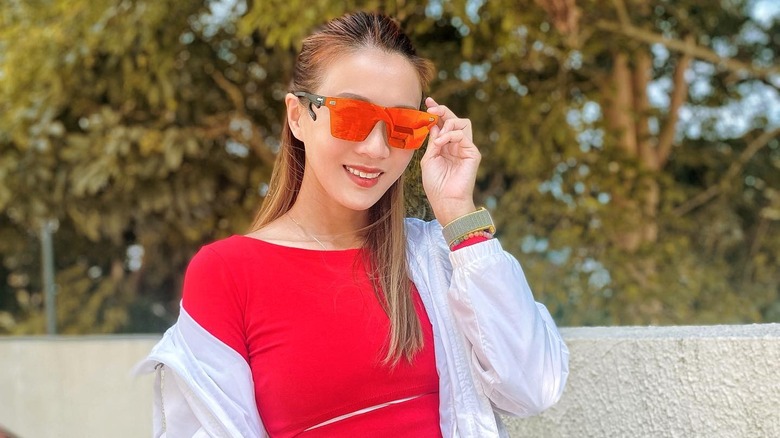 Red sporty sunglasses