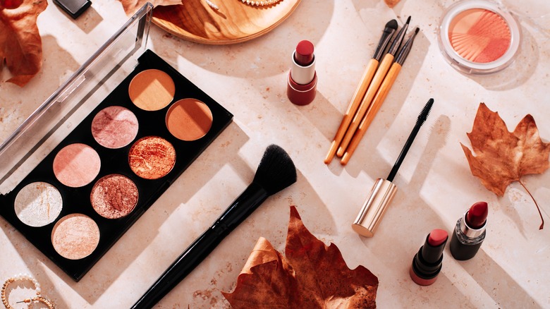 makeup products on table