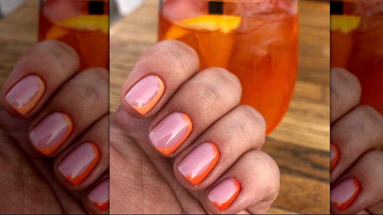 orange and nude fingernails