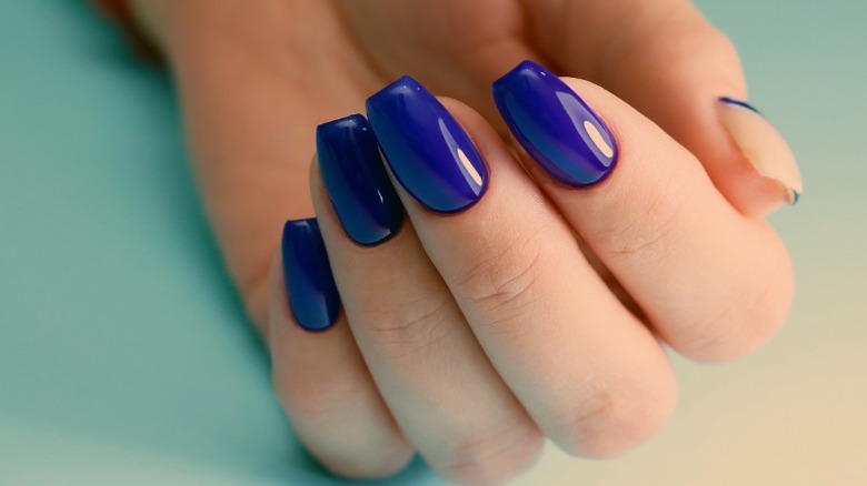 blue tapered square nails
