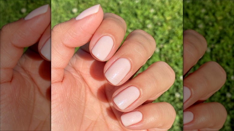 nude shimmer squoval nails