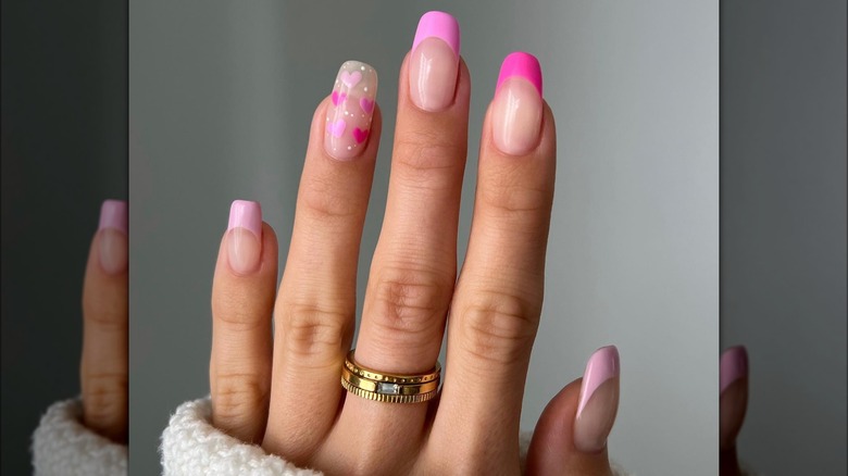 pink squoval french manicure