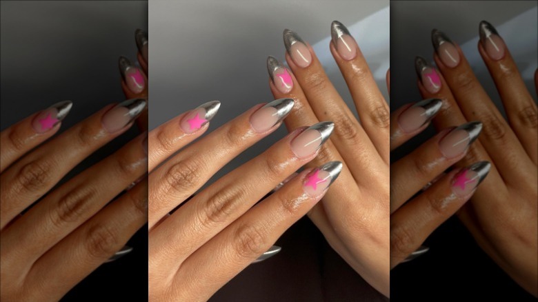 woman with star french manicure