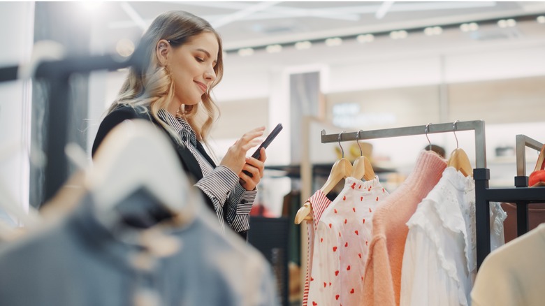 Woman shopping for clothes