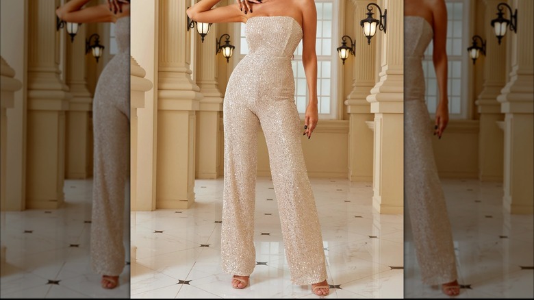 Strapless sparkly jumpsuit