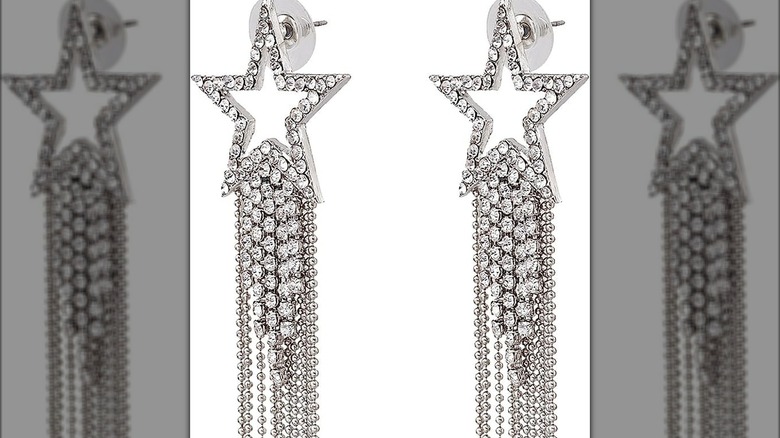 Silver star-shaped dangle earrings