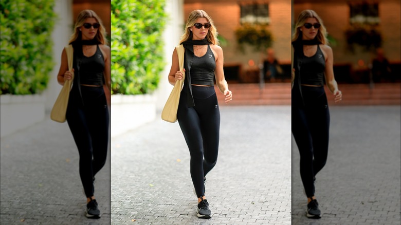 Sofia Richie in black workout outfit