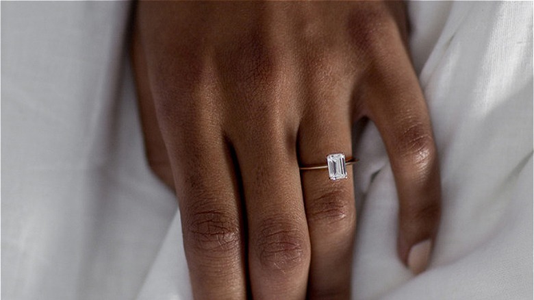 Emerald step-cut ring