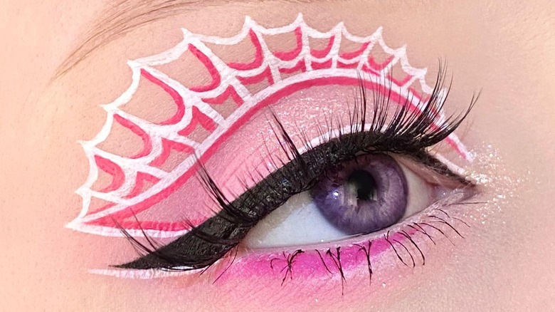 spider-web eyeliner on an eye