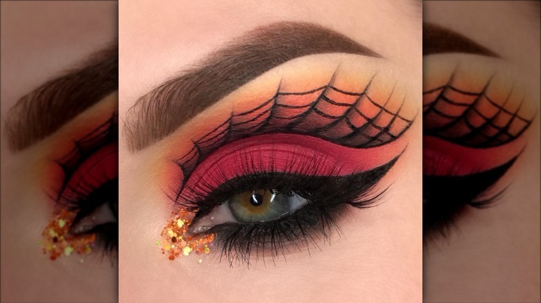 spider-web eyeliner on an eye