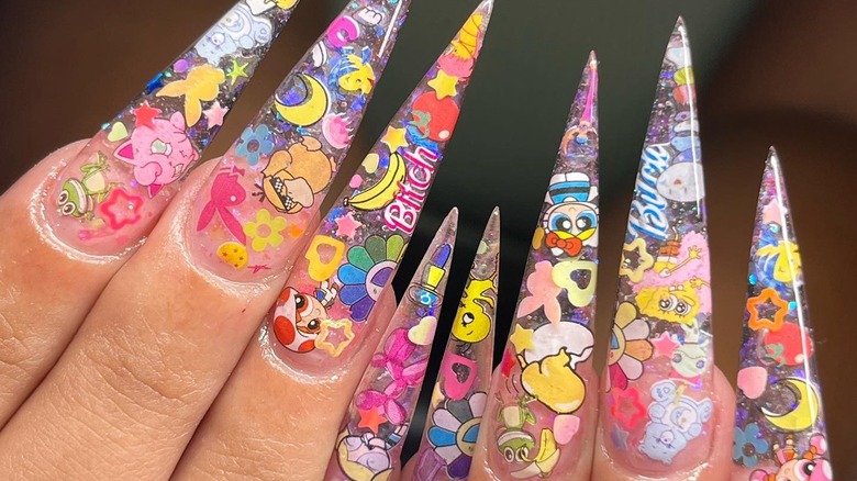 pointy acrylic sticker book nails