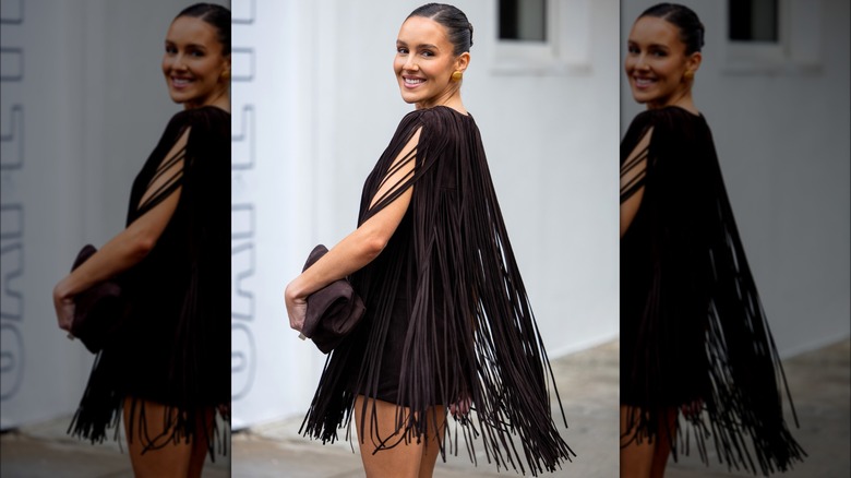 Woman wearing fringe minidress