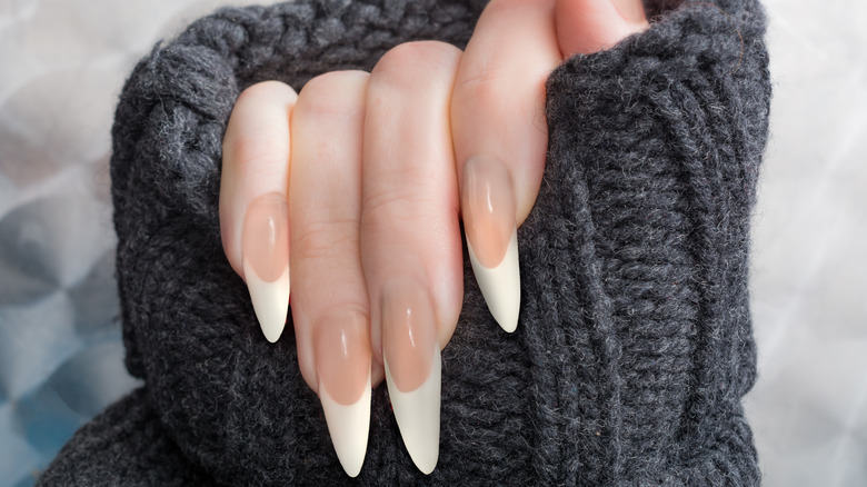 French-style stiletto nails manicure