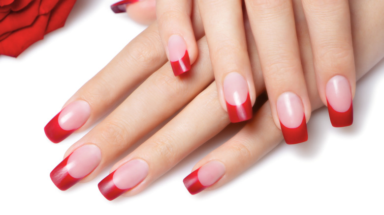 Red French manicure