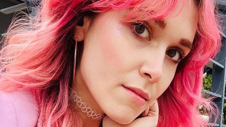 Pink face shimmer makeup