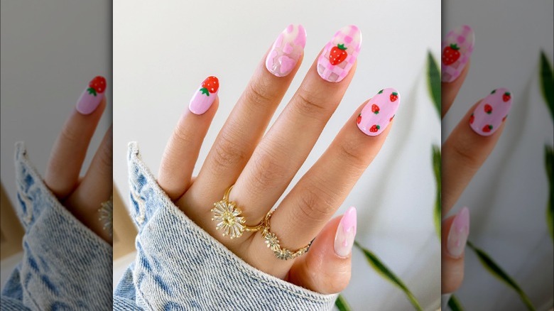 Strawberry picnic nails