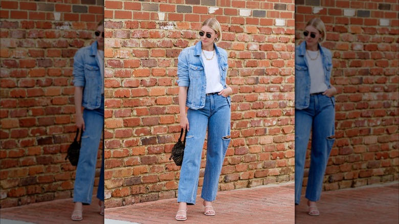 Denim-on-denim outfit