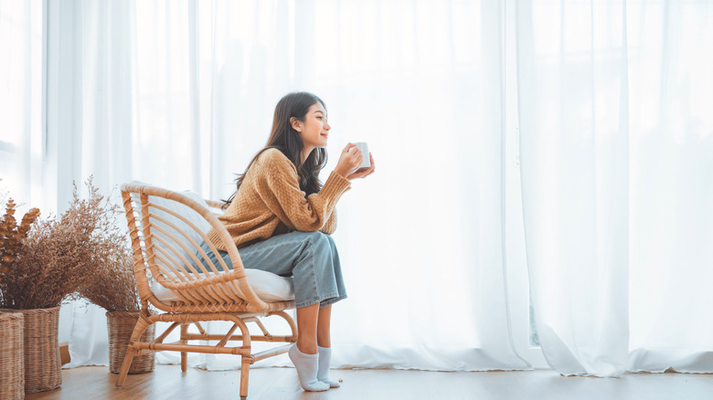 woman relaxing with tea