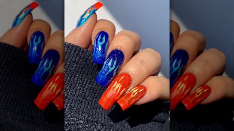 fiery nail art