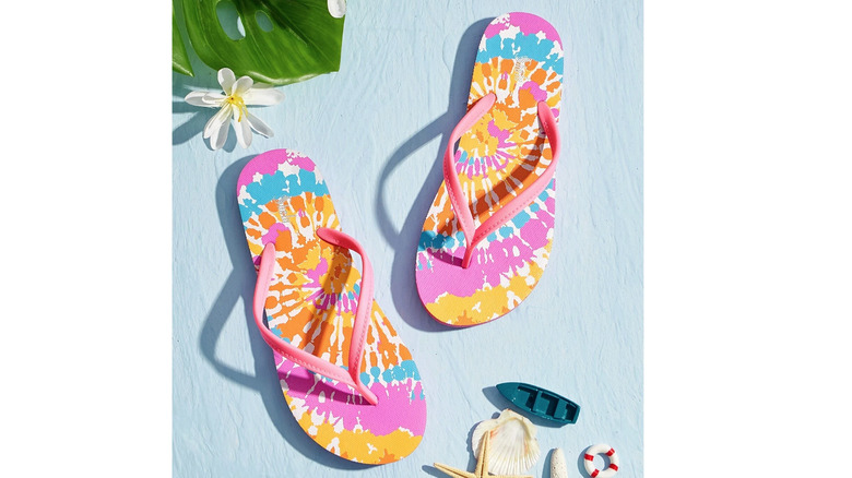 Tie dye flip-flops