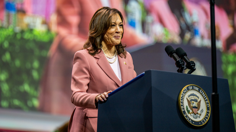 Kamala Harris pink suit 2024