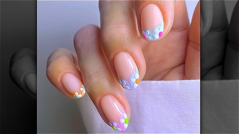 daisy French tip nails