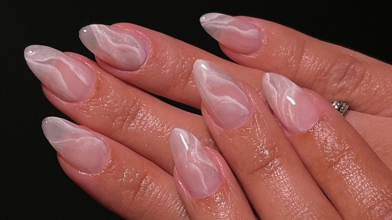 white marble nails