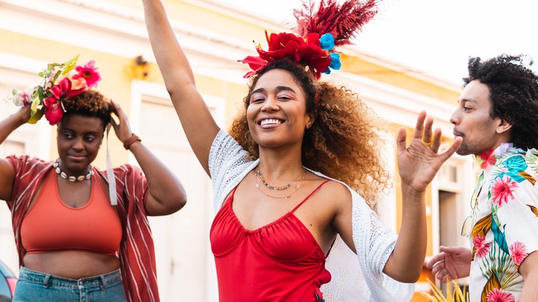 Woman dancing at a carnival