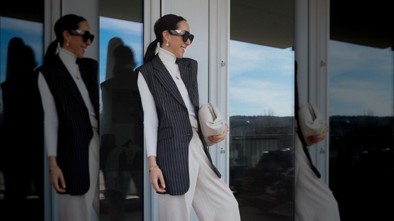 woman wearing a suit vest