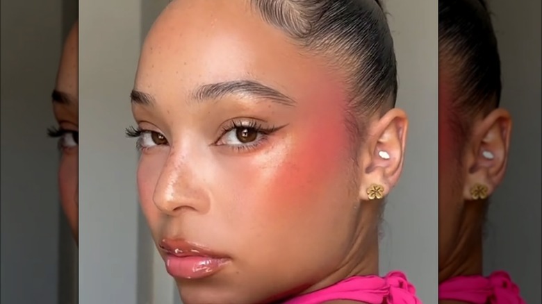 Sunset blush with gold highlighter