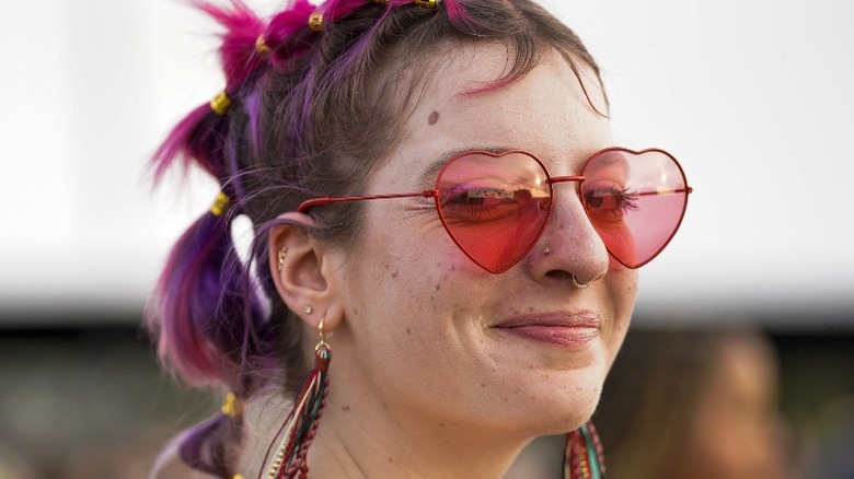 Tinted heart-shaped sunglasses