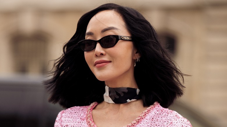 Chriselle LIm in narrow sunglasses