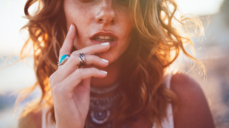 Woman with wavy hair