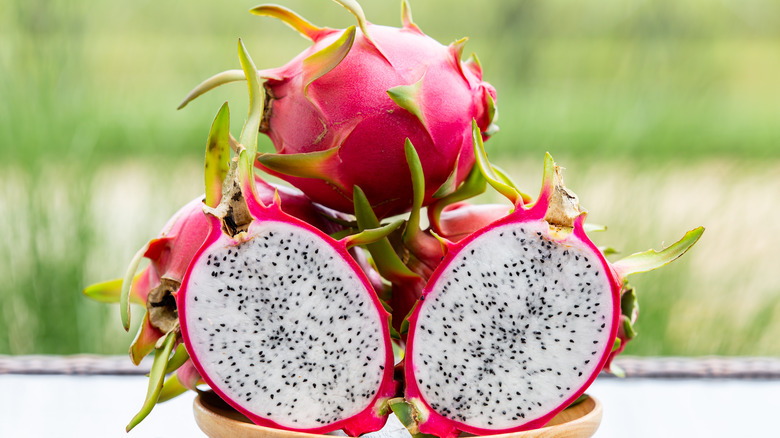 Sliced dragon fruit