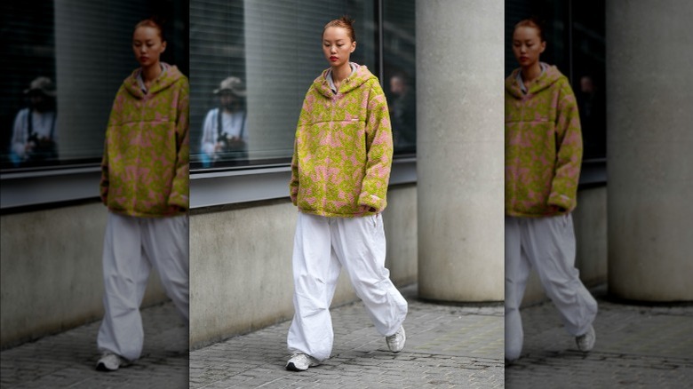 woman in a fleece jacket