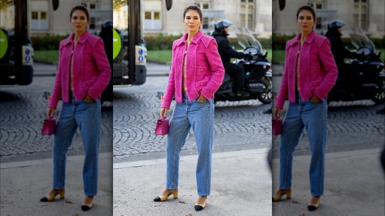 woman in a fleece jacket