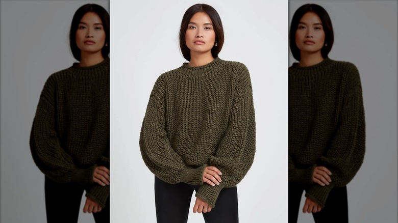 A chunky oversized sweater