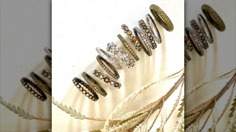 collection of black gold rings