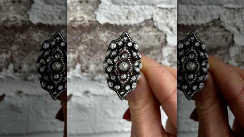 black gold ring with diamonds