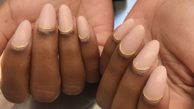 gold reverse french manicure