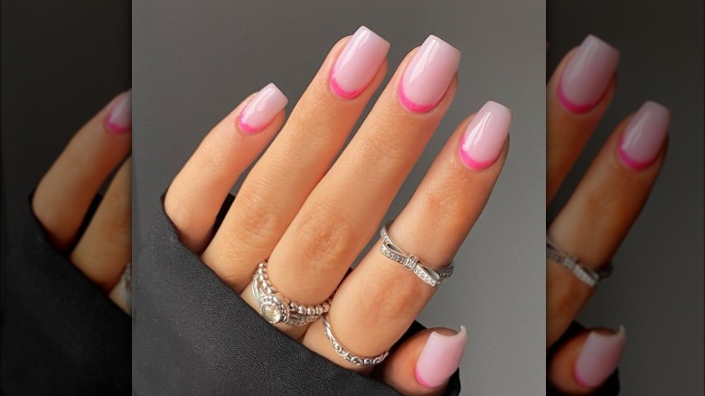 pink reverse french manicure