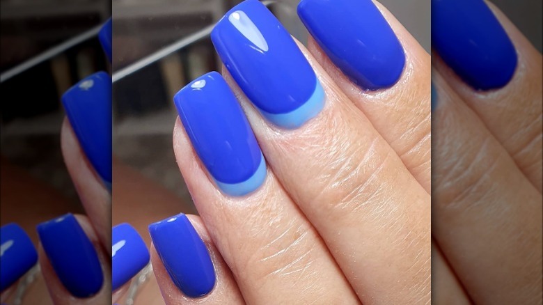 blue reverse french manicure