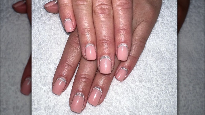 glitter cuff reverse manicure