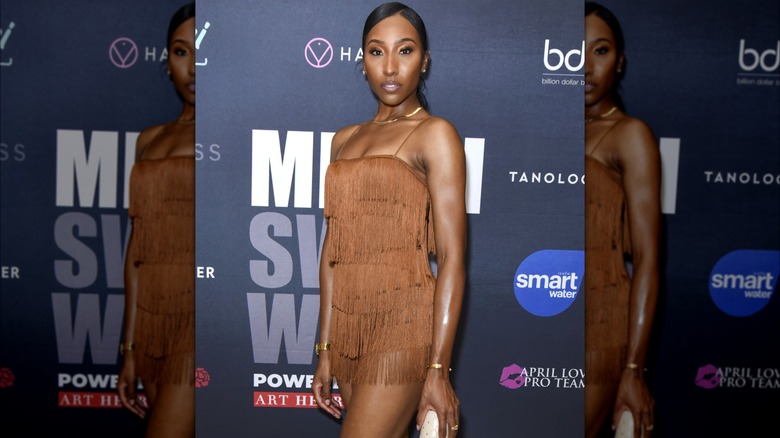 Tierra Johnson wearing brown fringe