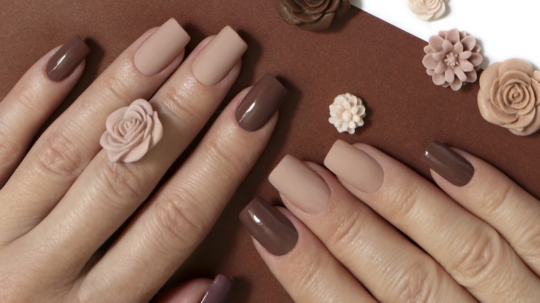 Nails with brown ombre manicure