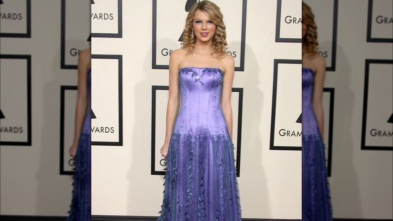 Taylor Swift in a purple gown