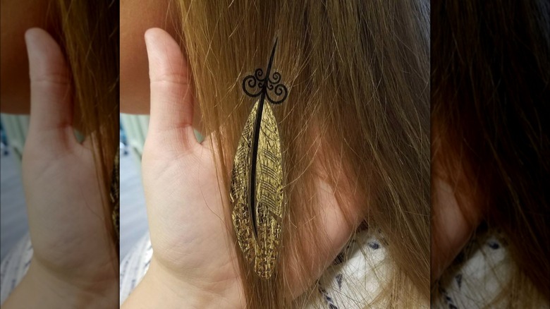 Gold leaf hair tattoo