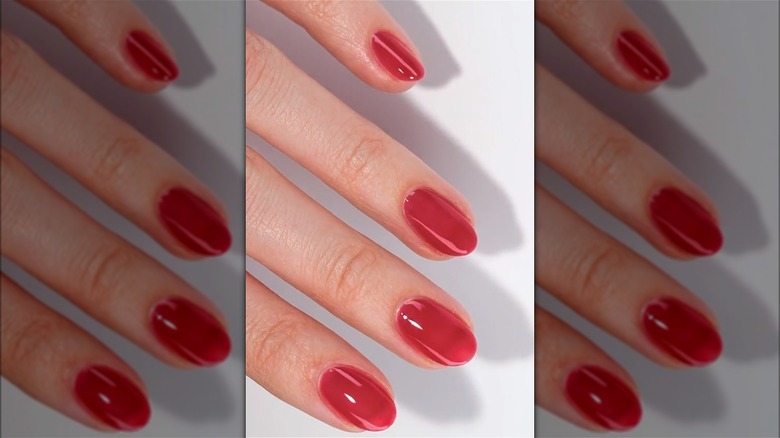 Red jelly rounded nails