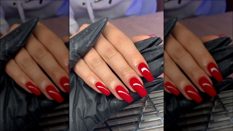 Bold red nails